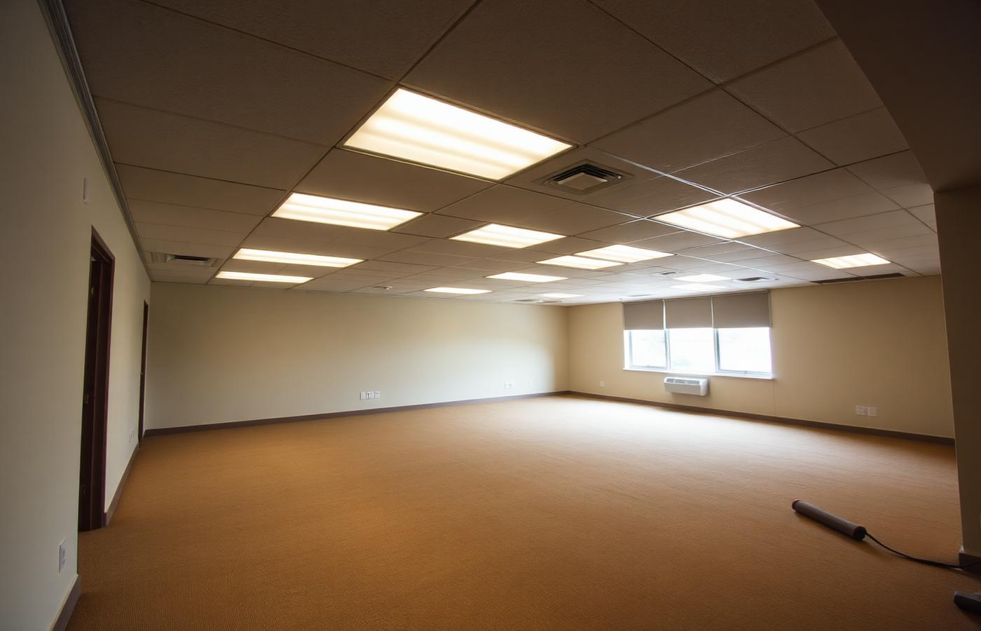 Commercial office interior before and after renovation — before